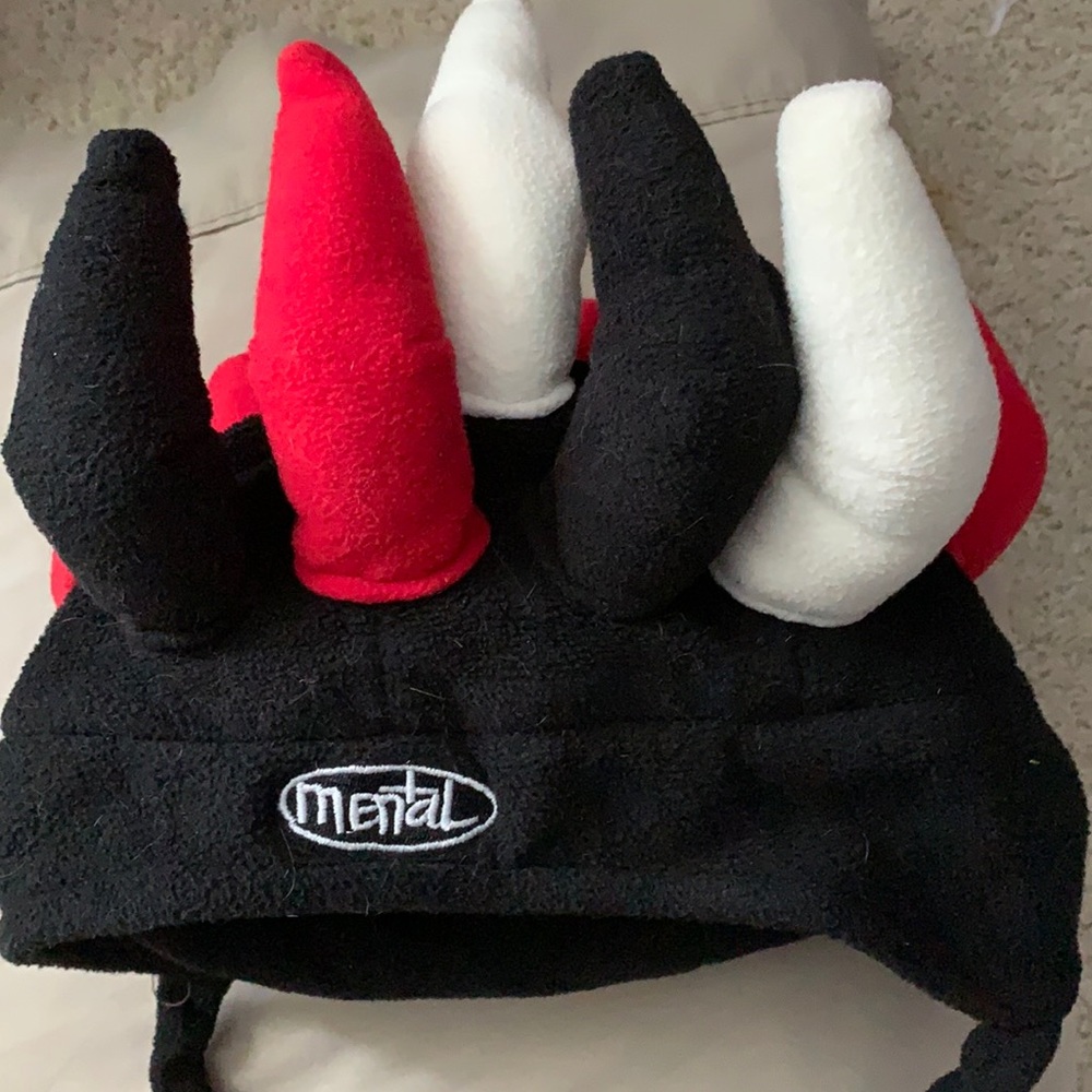 Ski hat with fun horn like pokey things on top